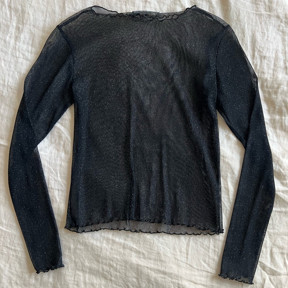 Brandy Melville Black Sheer Long Sleeve Top